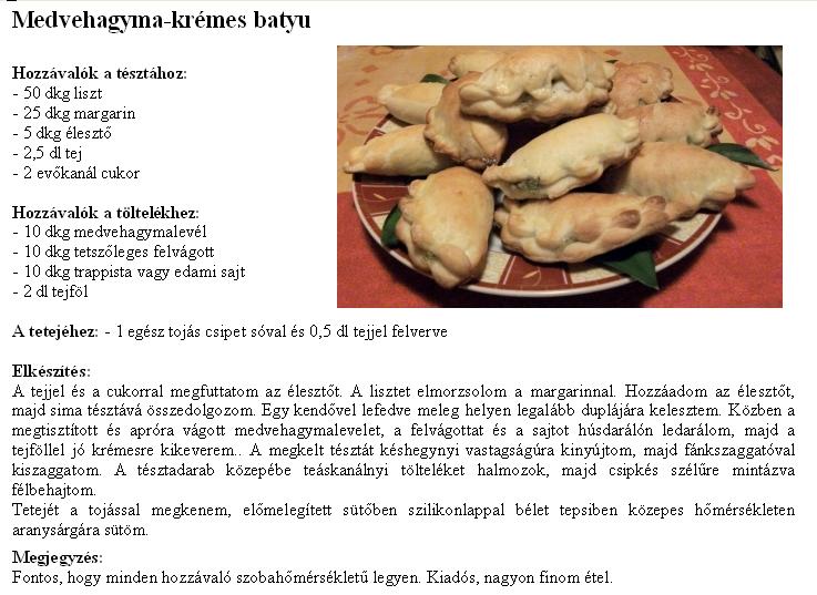 medvehagyma-krmes batyu recept, rkzld Vendghz Bakonyb